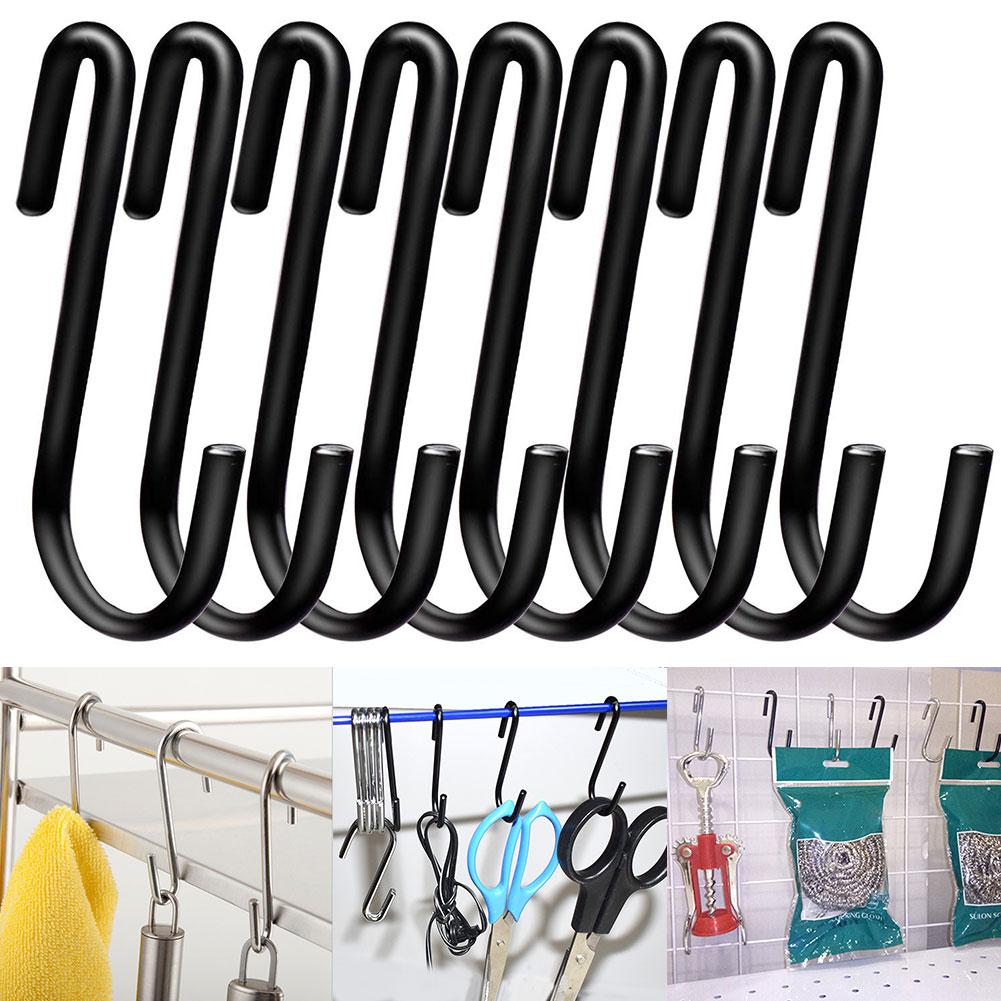 4/8Pcs Crochets en forme de S En Acier Inoxydable Crochets Suspendus Cuisine Salle De Bain Suspendu Cintre Porte-Organisateur De Stockage De Vêtements de Ménage