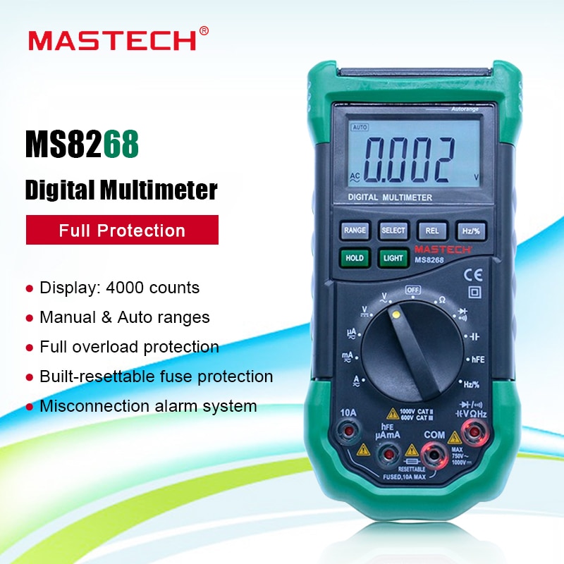 Digital-Multimeter MASTECH MS8268 Auto Bereich Voll schutz ac/dc amperemeter voltmeter ohm Frequenz elektrische tester Multitester