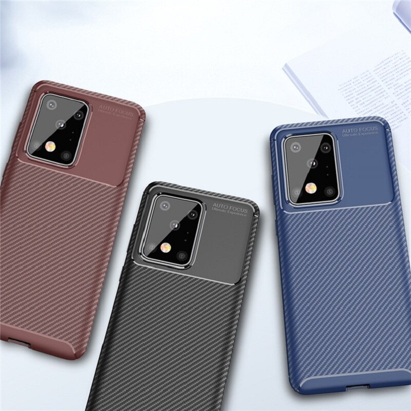 Geschikt Voor Samsung S20 Ultra Carbon Fiber Kever Anti-Val Shell Note10 Lite Cooling Tpu Beschermende Zakelijke Stijl Cover