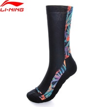 Li-ning mænds sportssokker 39-44 størrelse polyester bomuld akryl spandex foring li ning fitness komfort sokker awlp 037 nwm 460