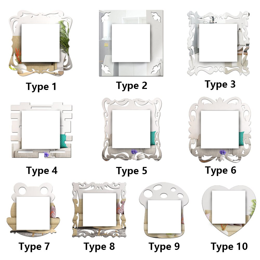 Mode Schakelaar Stickers Plug Base Framing Home Decor Woonkamer Ornament Zilveren Bloem Decal Fotolijst Spiegel Muur Artrt