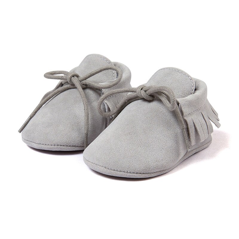Bløde bomulds babysko sneakers skridsikre sål dejlig kvast nyfødt barn baby pige sko snekers piger drenge: Grå / 13-18 måneder