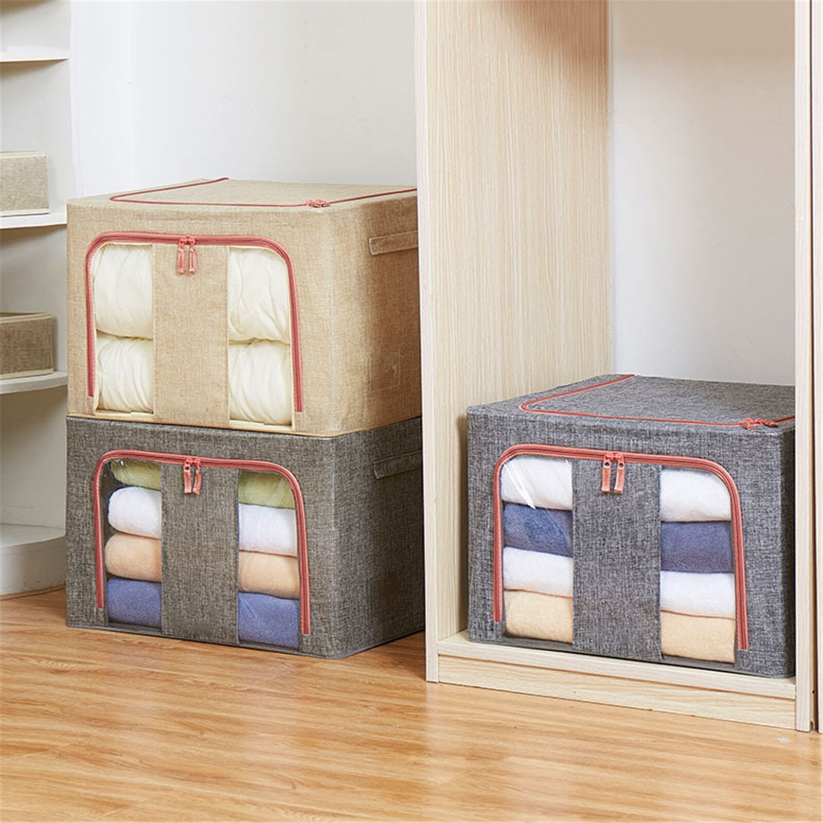 Foldable Storage Bags Clothes Blanket Quilt Closet Sweater Organizer Box Pouch Storage Box Fast