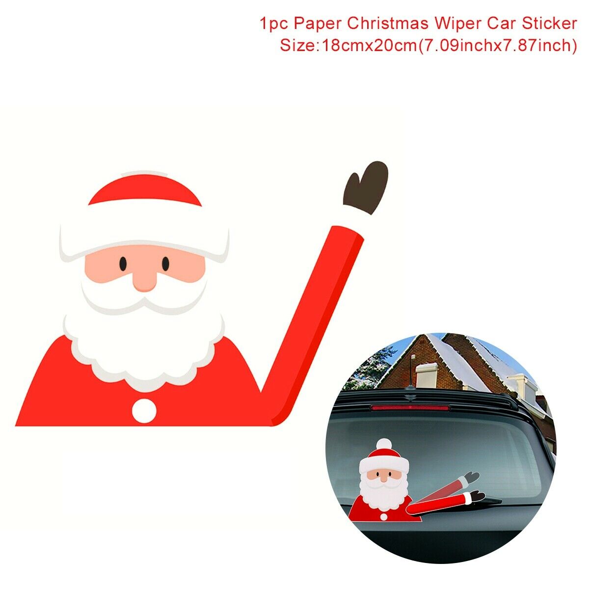 Christmas Decoration Santa Claus 3D PVC Waving Car Stickers Styling Window Wiper Decals Rear Windshield Decor: Styling F