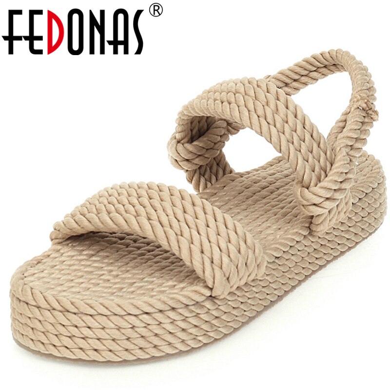 Fedonas dames casual sandalen lente zomer romeinse schoenen strandschoenen wedges sandalen beknopte schoenen vrouw