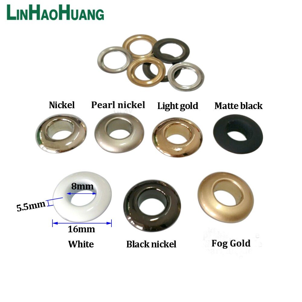 Œillets en laiton sans couture, 8mm x 16mm, 7 couleurs, , 100 lots, , eyelets-16MM
