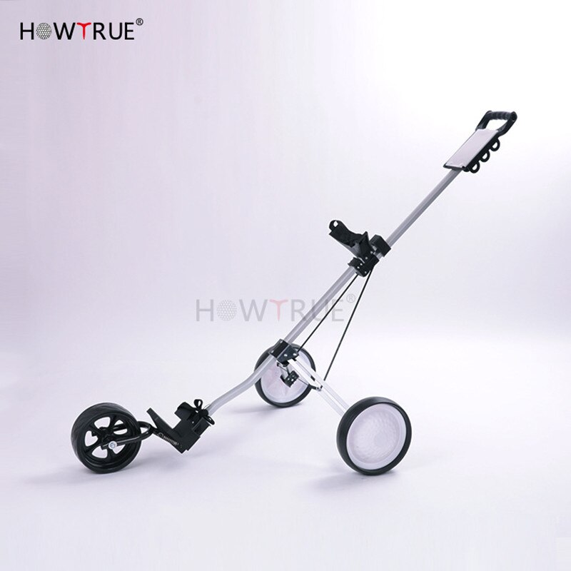 Golf Trolley Pull Cart 3 Wheels Aluminium Alloy Foldable With Brake Voiturettes Quick Assembly Dragging Gadget Galov Bag Trailer