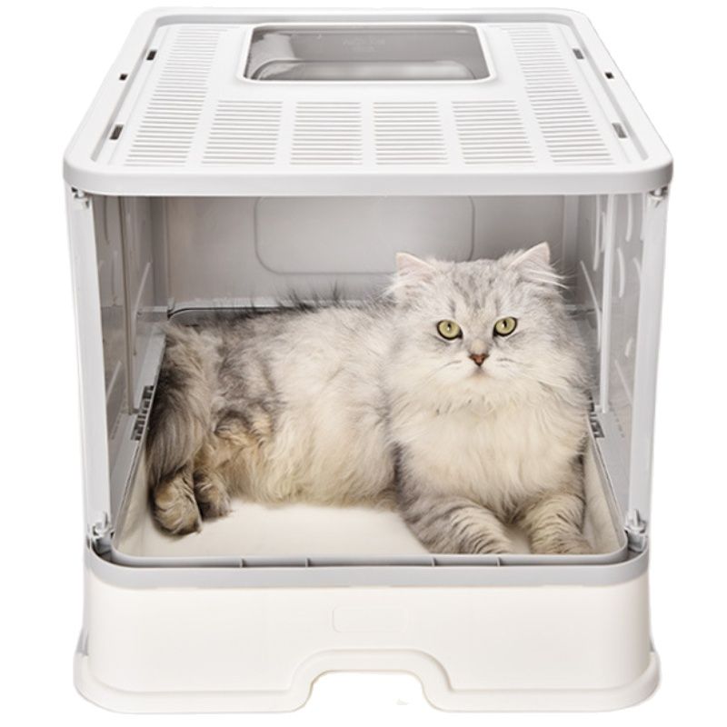Foldable Cat Litter Box with Lid Enclosed Cat Potty Top Entry Anti-Splashing Cat Toilet Easy To Clean Load Bearing 10kg