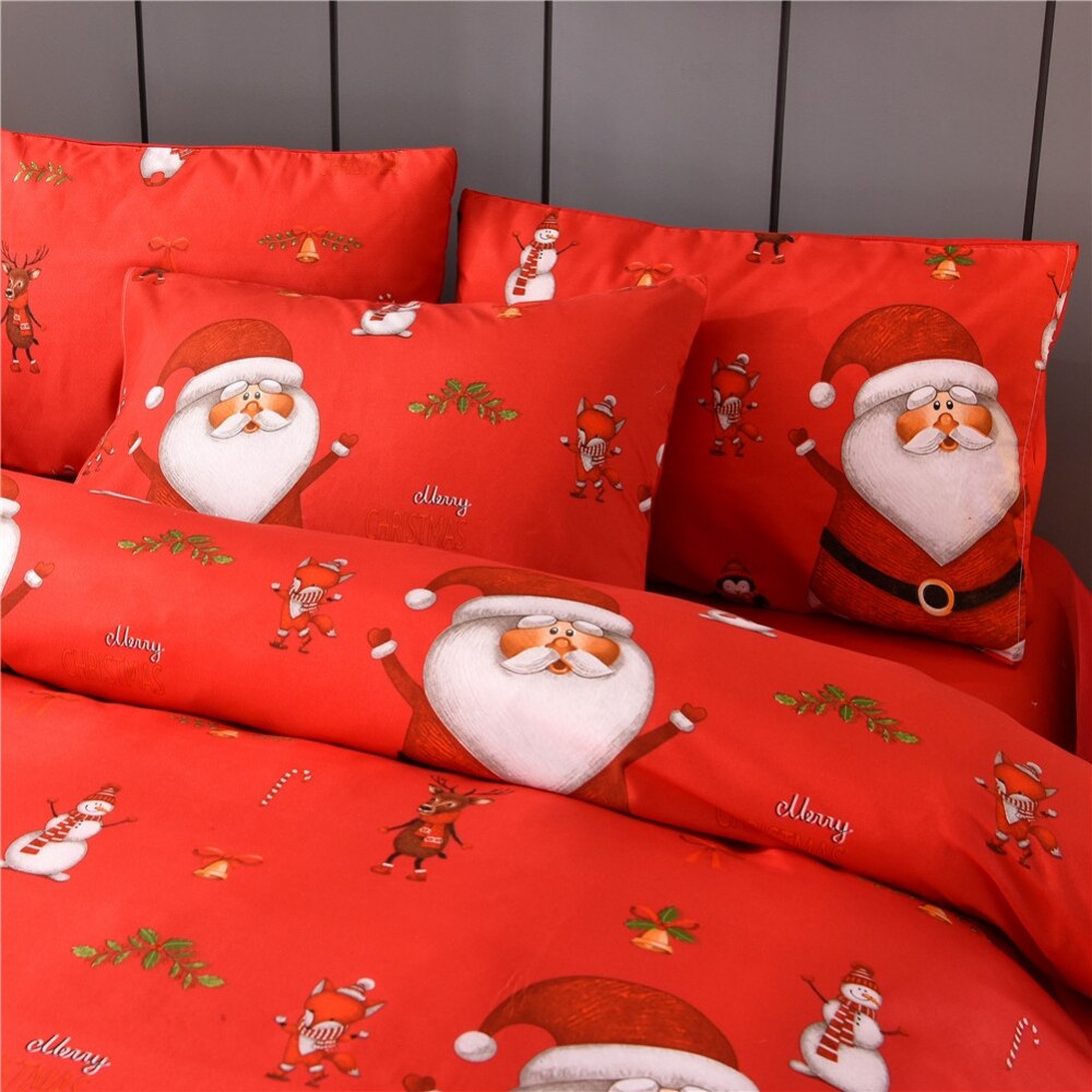 1 sæt julesengetøj julemanden mønster pudebetræk dynetæppe husholdningsartikler juletema hotel seng dekoration