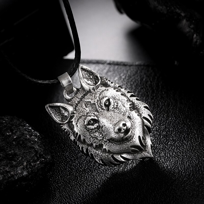 1Pc Kreative Tibetischen Silber Wolf Kopf Anhänger Halskette Männer Amulett Ebene Männer Coole Schmuck Ebene Charme