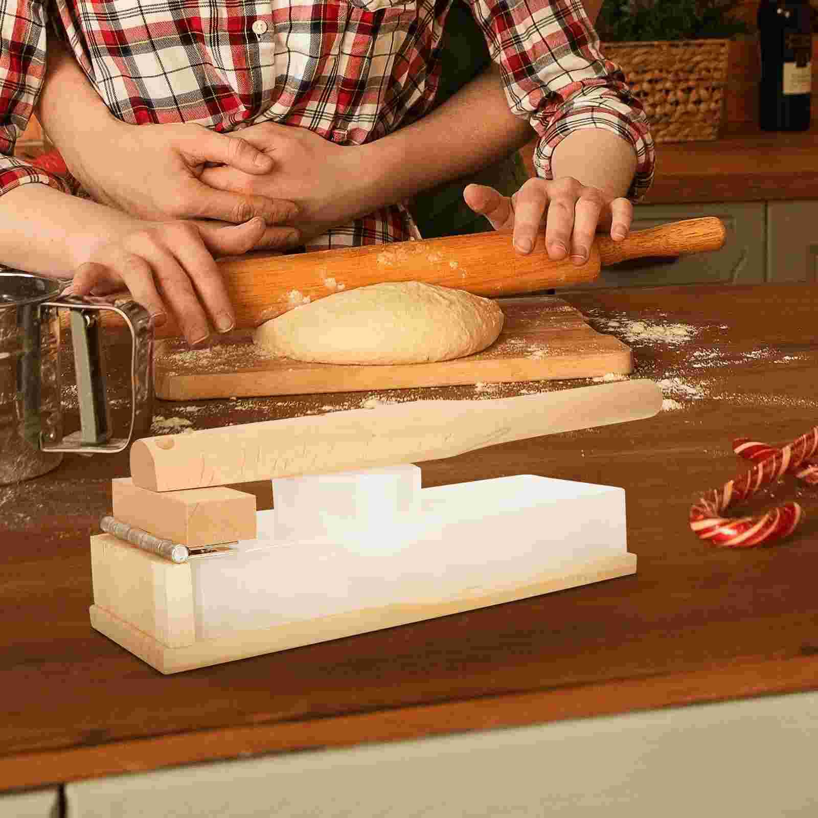 Long Handle Dumpling Skin Presser Mold Wood Tortilla Presser Wood Dough Pressing Tool