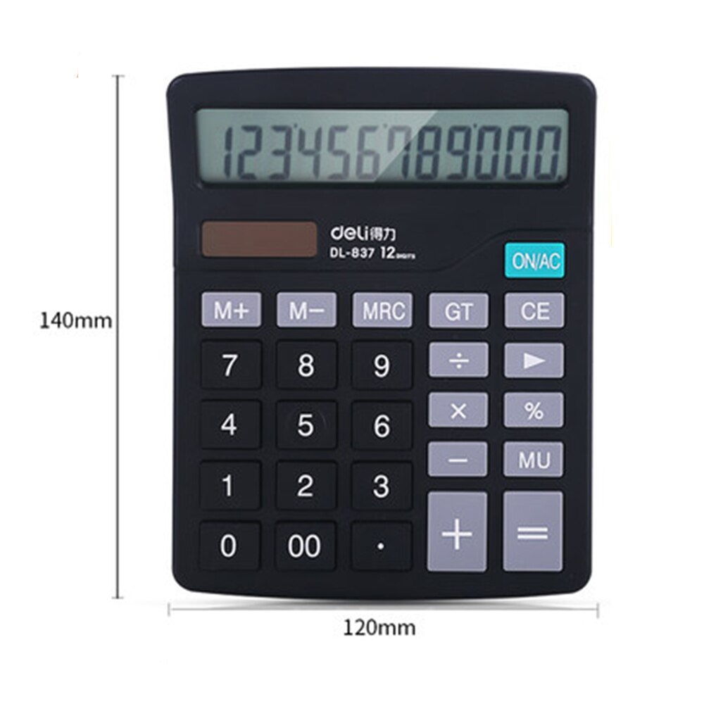 Deli Calculator 12 Digits Display Dual Power Supply Portable Desktop Calculator For Office School Business Accounting Tool Use: 837 upgrade ver