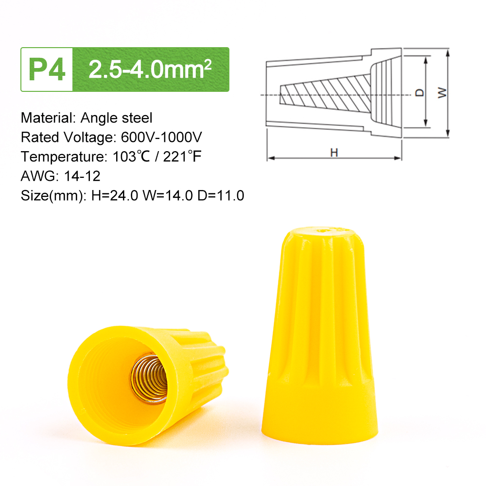 50PCS Colorful Electrical Insulated Crimp Twist Terminal Quick Wire Connector Nut Spring End Cap Connection: MULTI