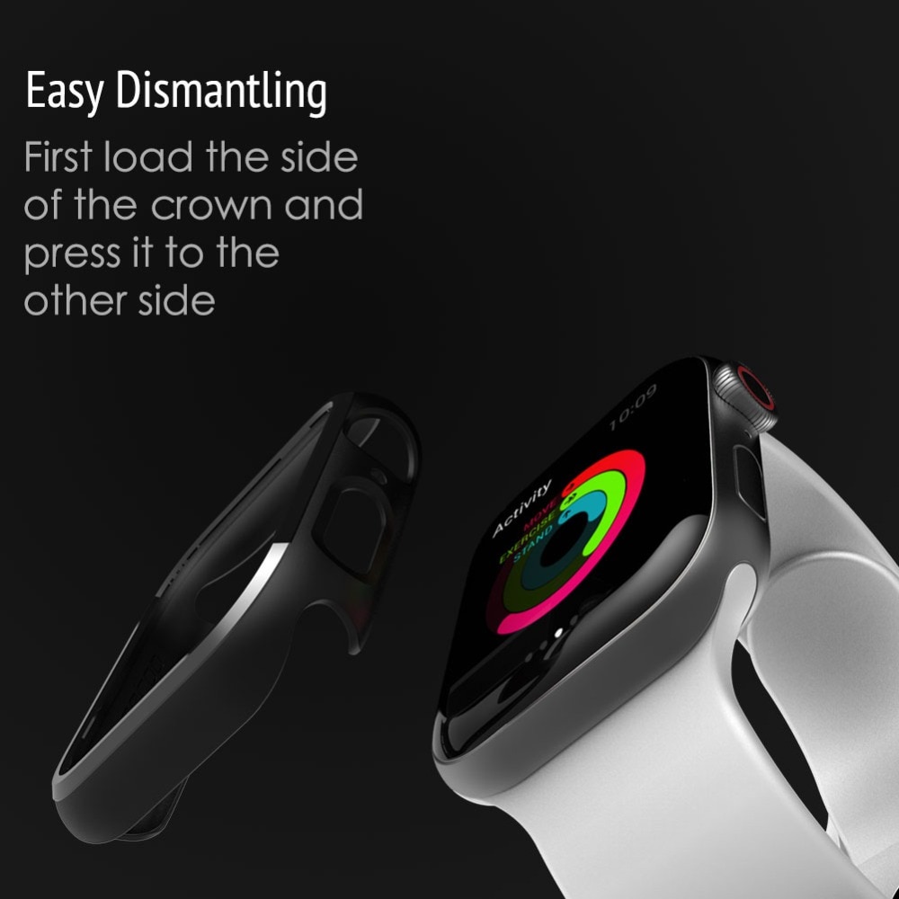 Bumper for apple watch series 1 2 3 4 5 PC case slim fit case for iWatch thin protector plastic black frame 40 44 38 42 mm band
