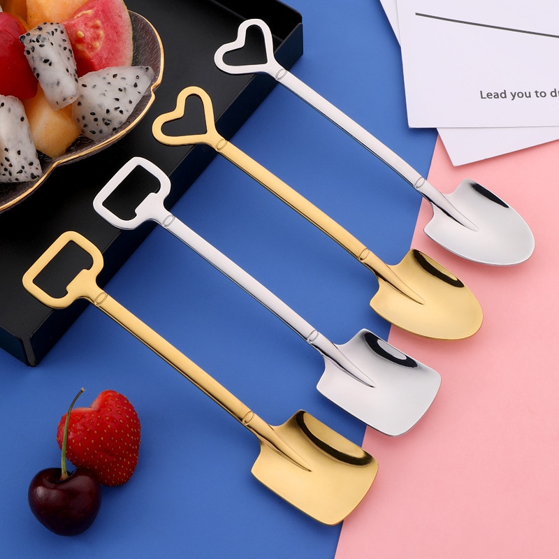 Retro Watermelon Shovel Coffee Spoon Stainless Steel Dessert Spoon Ice Cream Spoon Tip Flat Shovel for Christmas