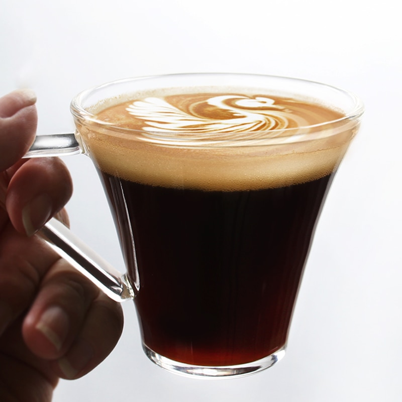 180ml Set of 2 Espresso Mugs Espresso Cups Set With Saucer Glass Cup Set Coffee Mugs for Espresso Cappuccino Latte