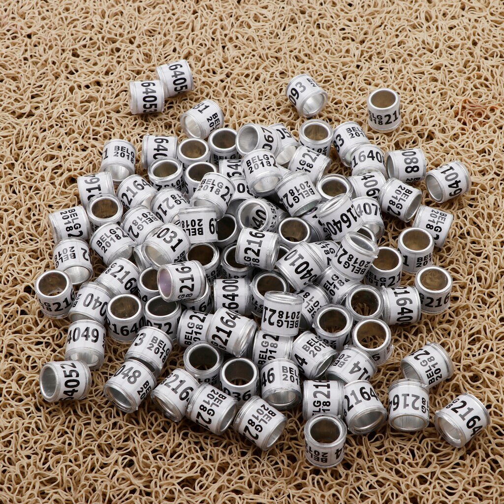 100 Pieces Racing PIgeon Leg Ring Tag Band w/ Place and Number Mark, Premium