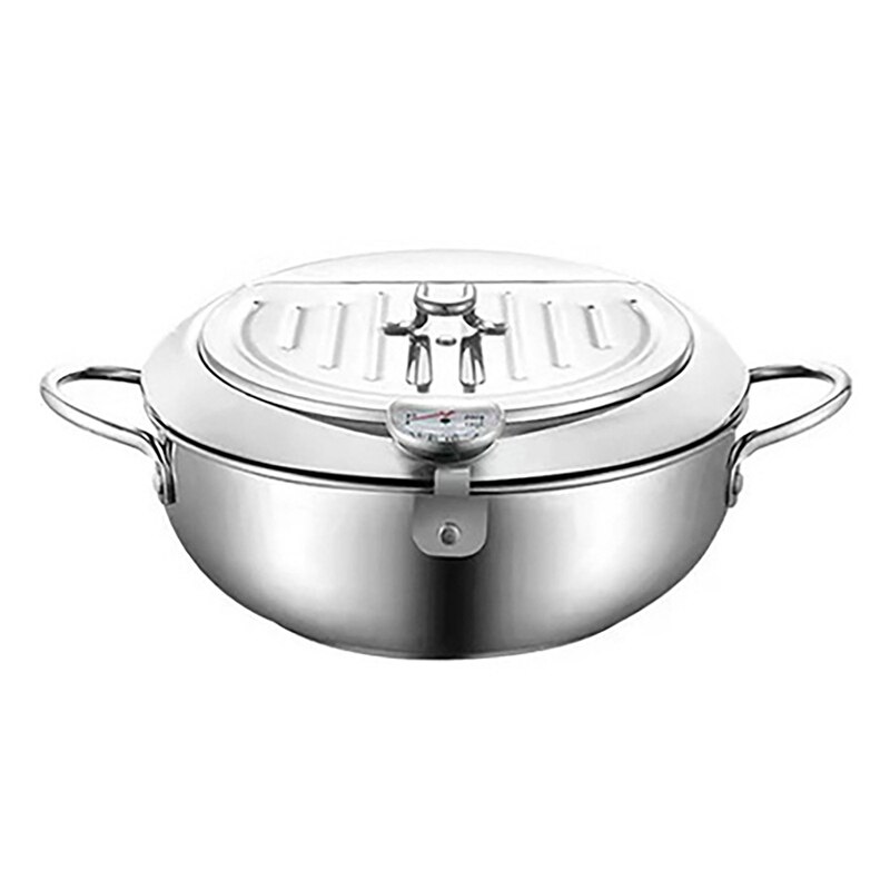 Frying Pans 304 Stainless Steel Pot Japanese Deep Fryer Kitchen Deep Frying Pot Temperature Control Without Oil Cookware: Default Title
