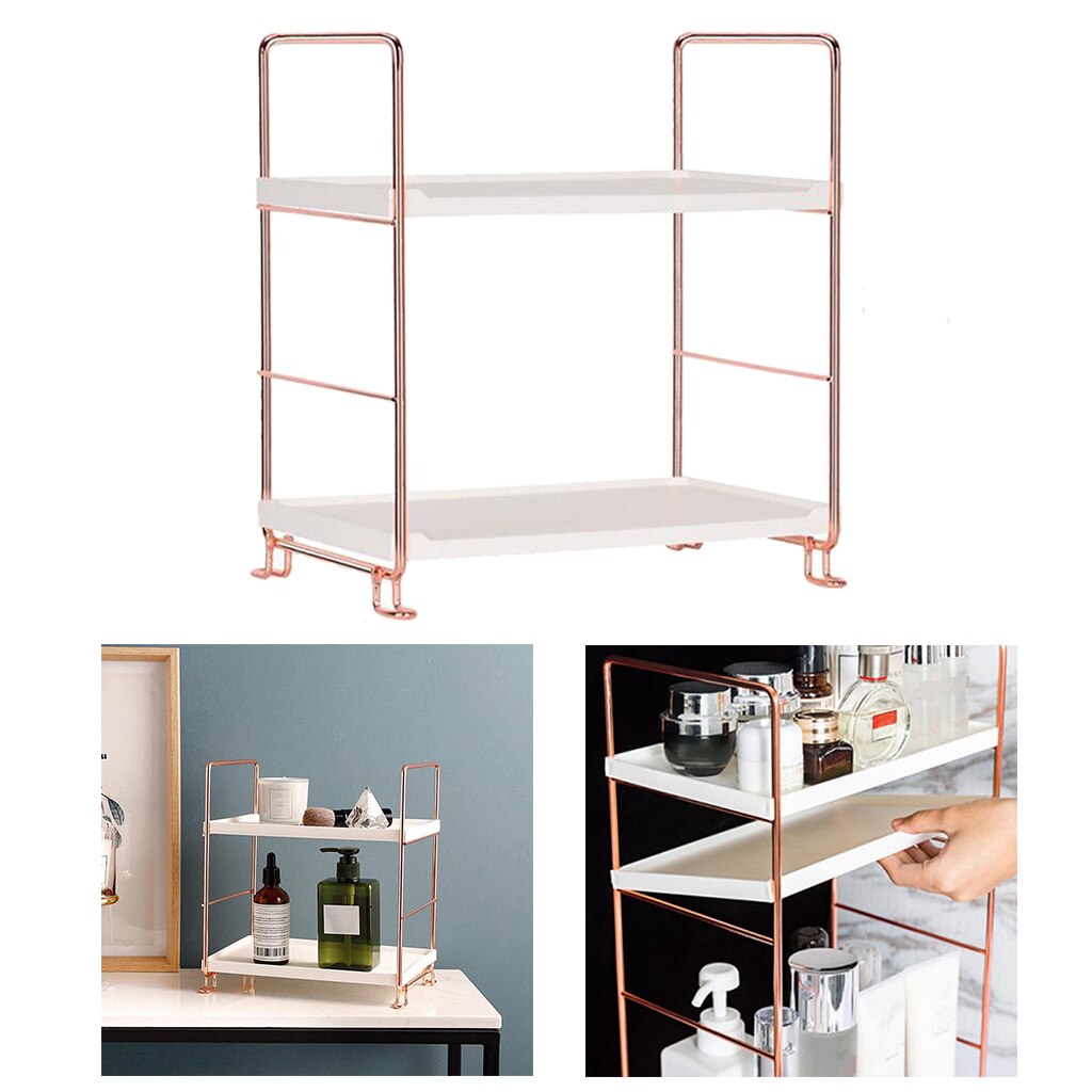 Metal Kitchen Shelf Storage Rack Bathroom Organizer 2 Tier Free Standing