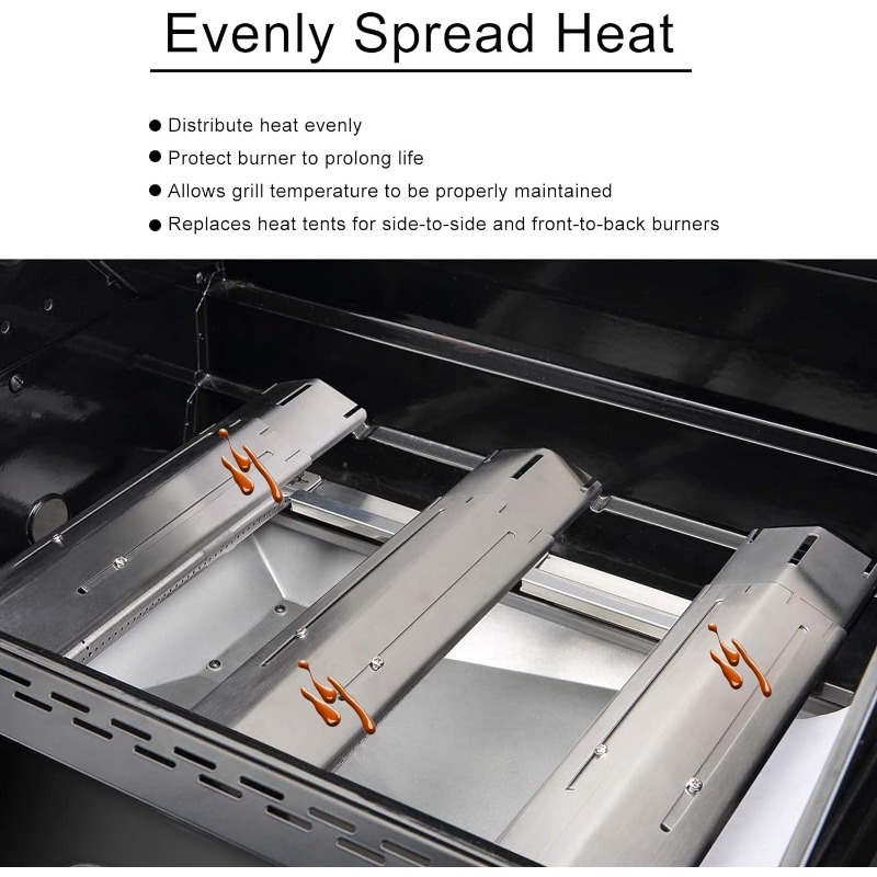 Adjustable Barbecue BBQ Grill Flame Tamers Burner Covers Heat Deflectors Stainless Steel Gas Grill Replacement Parts 1-4Packs