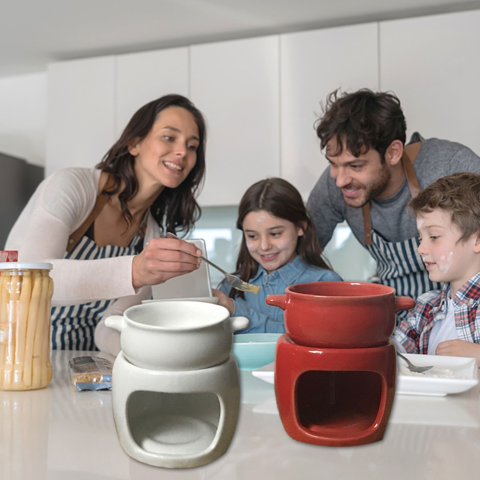 Ceramic Small Cheese Pot Cheese Chocolate Fondue Furnace Fondue Set Premium Porcelain Melting Pot For Cheese Chocolate