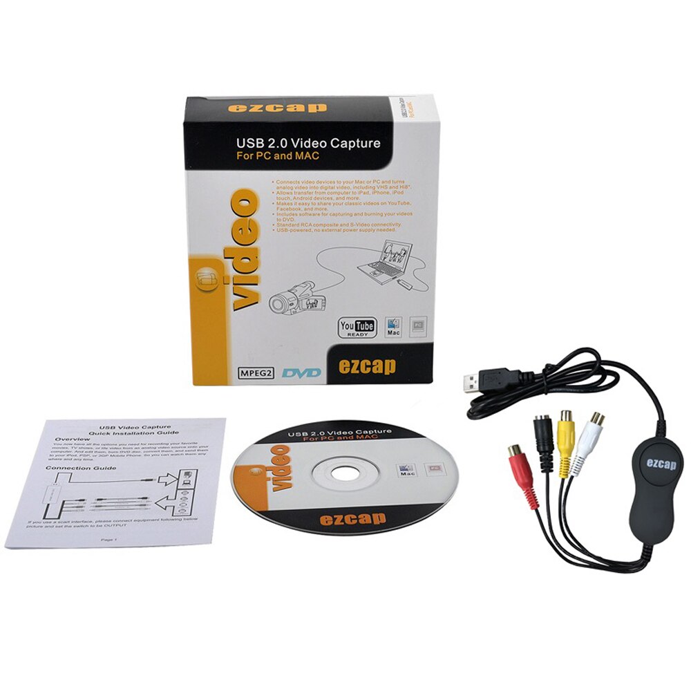 EzCAP159 Video Grabber WinMac USB2.0 Video Capture convert your old VHS to digital format for Windows & MAC 10.15.1 burn DVDdisk