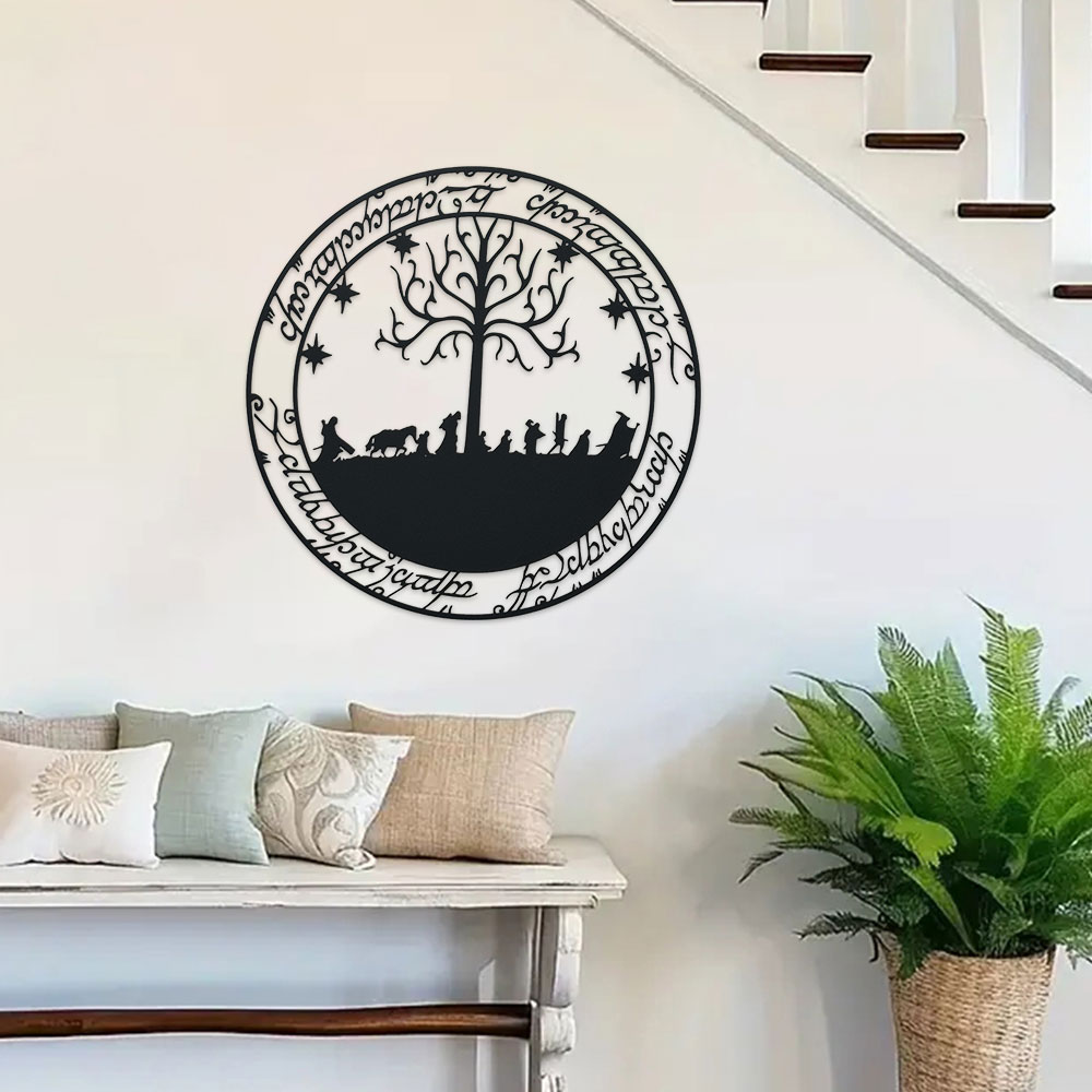 Decorazione della stanza, arte da parete in metallo ispirata al Signore degli Anelli, targa in metallo Hobbit, decorazioni per la casa, decorazioni murali, decorazioni per la telecamera, decorazioni per esterni