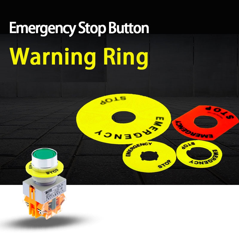 Mounting hole 22mm emergency stop button warning ring 16MM quick stop button switch warning ring sign