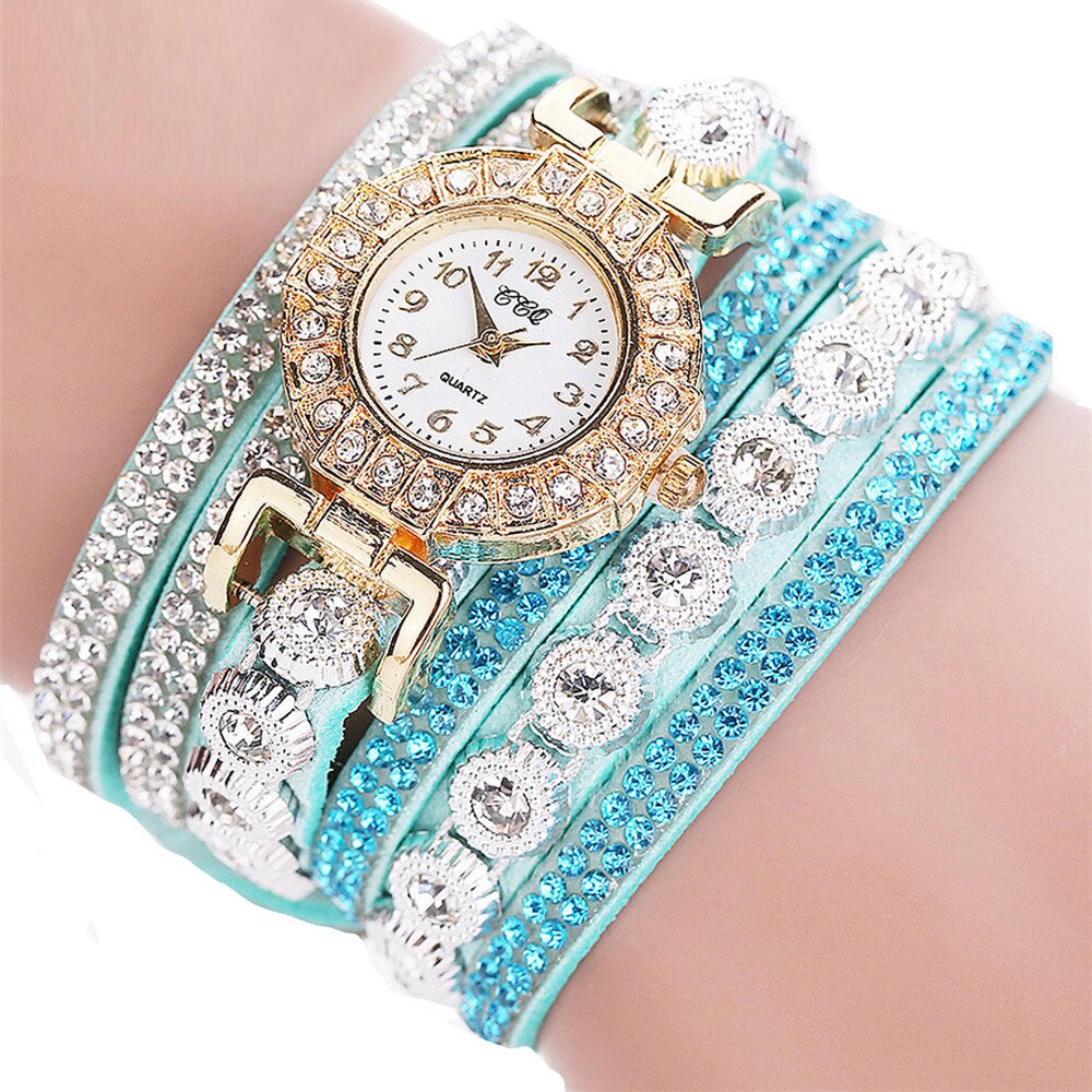 Vrouwen casual analoge quartz armbanden vrouwen strass horloge armband horloge zegarek damski vrouwen horloges reloj mujer: Muntgroen