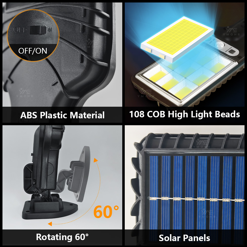 Super Bright Solar Outdoor LED Lamp Motion Sensor Exterior Light High Power Waterproof Lights Wall Street Garden Decoration Lamp