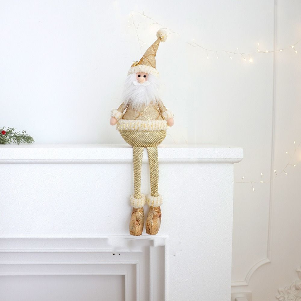 Large Christmas Plush Doll Ornaments Gold Snowman Elk Santa Claus Retractable Doll Telescopic Cute Merry Christmas Decoration