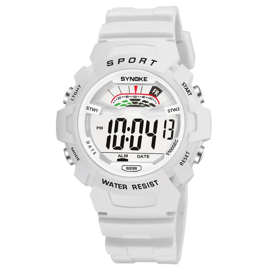 Synoke Jongens Horloges Kids Grote Kleine Horloge 14 Kleuren Waterdicht Wekker Multifunctionele Horloge Relogio Infantil Menina Digitale: Small White Watch