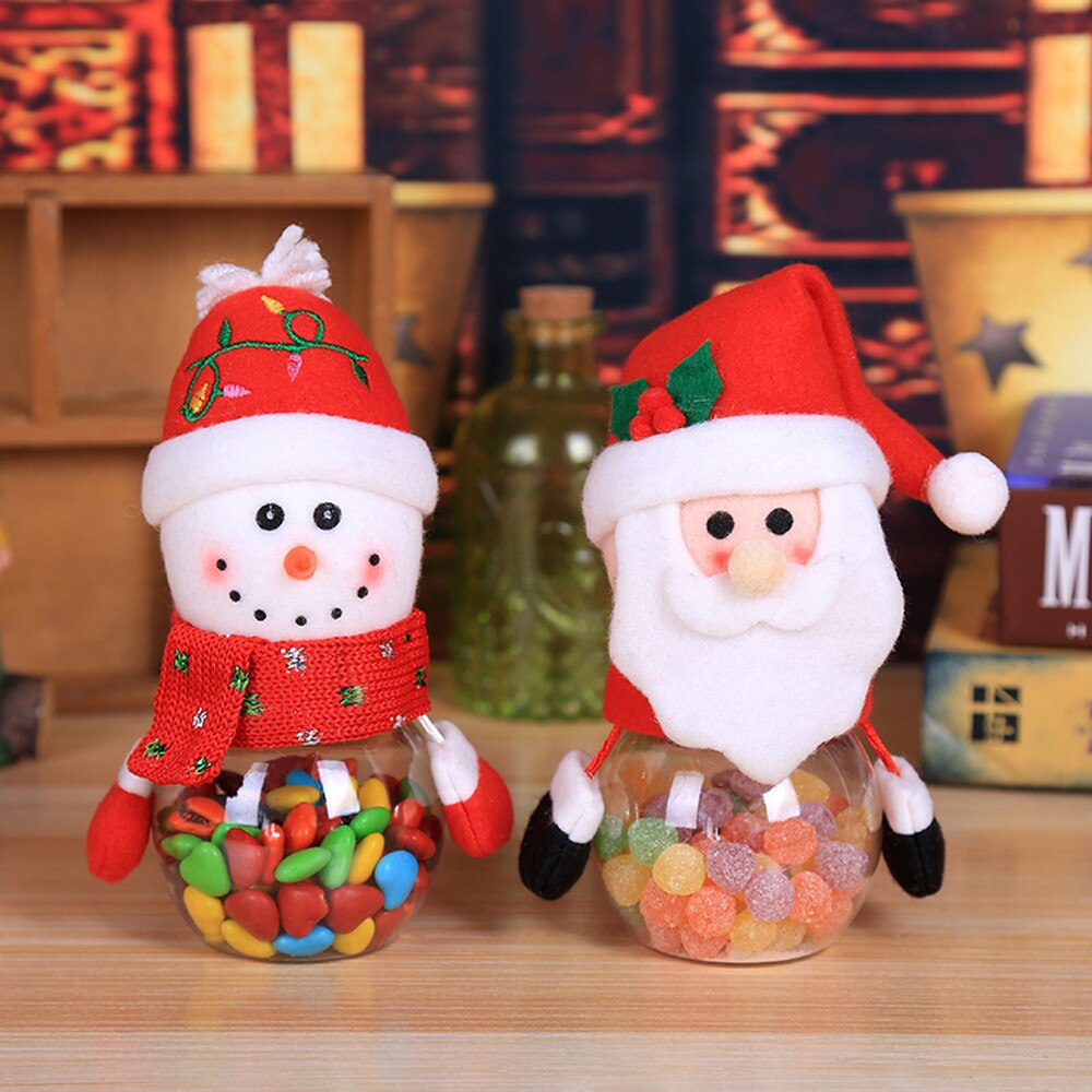 Child Kids Christmas Plastic storage container Candy Jar Storage Bottle Santa Bag Sweet christmas decorations for home Box