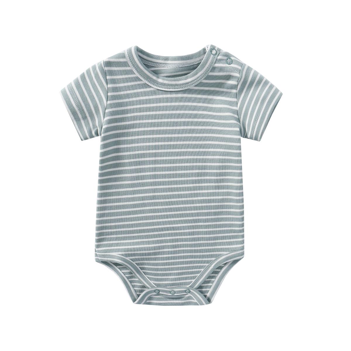 Baby-strampler, sommer, gestreift, kurzarm, baumwollbody, neugeborenen-jungen, mädchen, bebe steigen kleidung 0-24m: Grau / 80(9-12m)