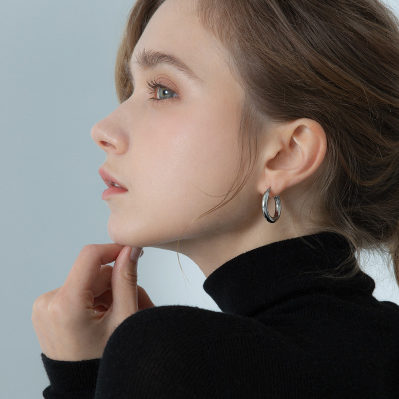 Anenjery prata cor suave brincos de argola para mulheres punk geométrico brincos de argola jóias finas por atacado