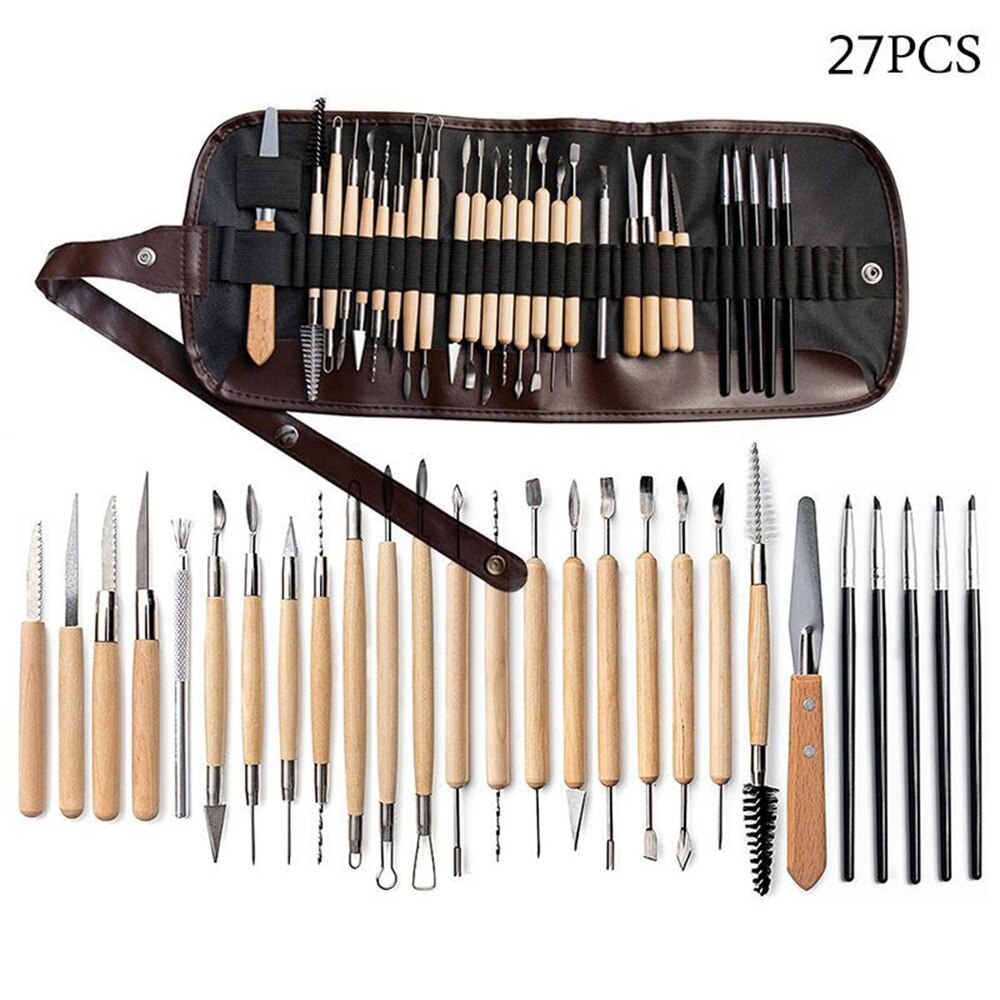 D&amp;D Pottery Clay Sculpting Tools Pottery Carving Tool Kit with Carrying Case Bag for Beginners Professionals Pottery Modeling: 27pcs set
