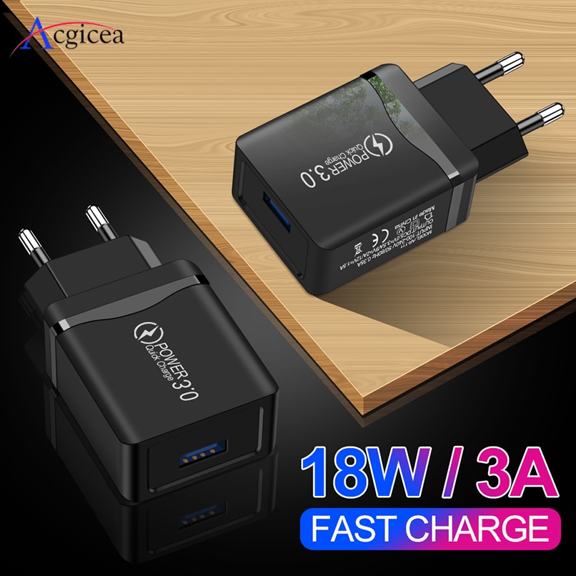 EU/US Plug 18W USB Charger for iPhone XR 11 Pro Xiaomi Huawei Quick Charge 3.0 Fast Charger Adapter for Xiaomi Mi Note 8 Samsung