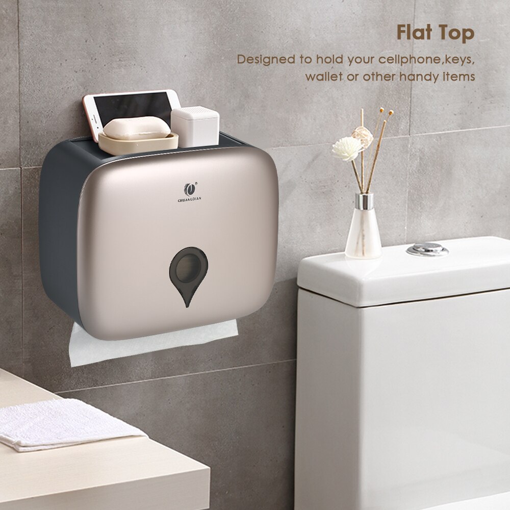 CHUANGDIAN Wall Mounted Tissue Dispenser No Drilling Tissue Box Bathroom Organizer Hanging Toilet C-fold Paper Dispenser Holder
