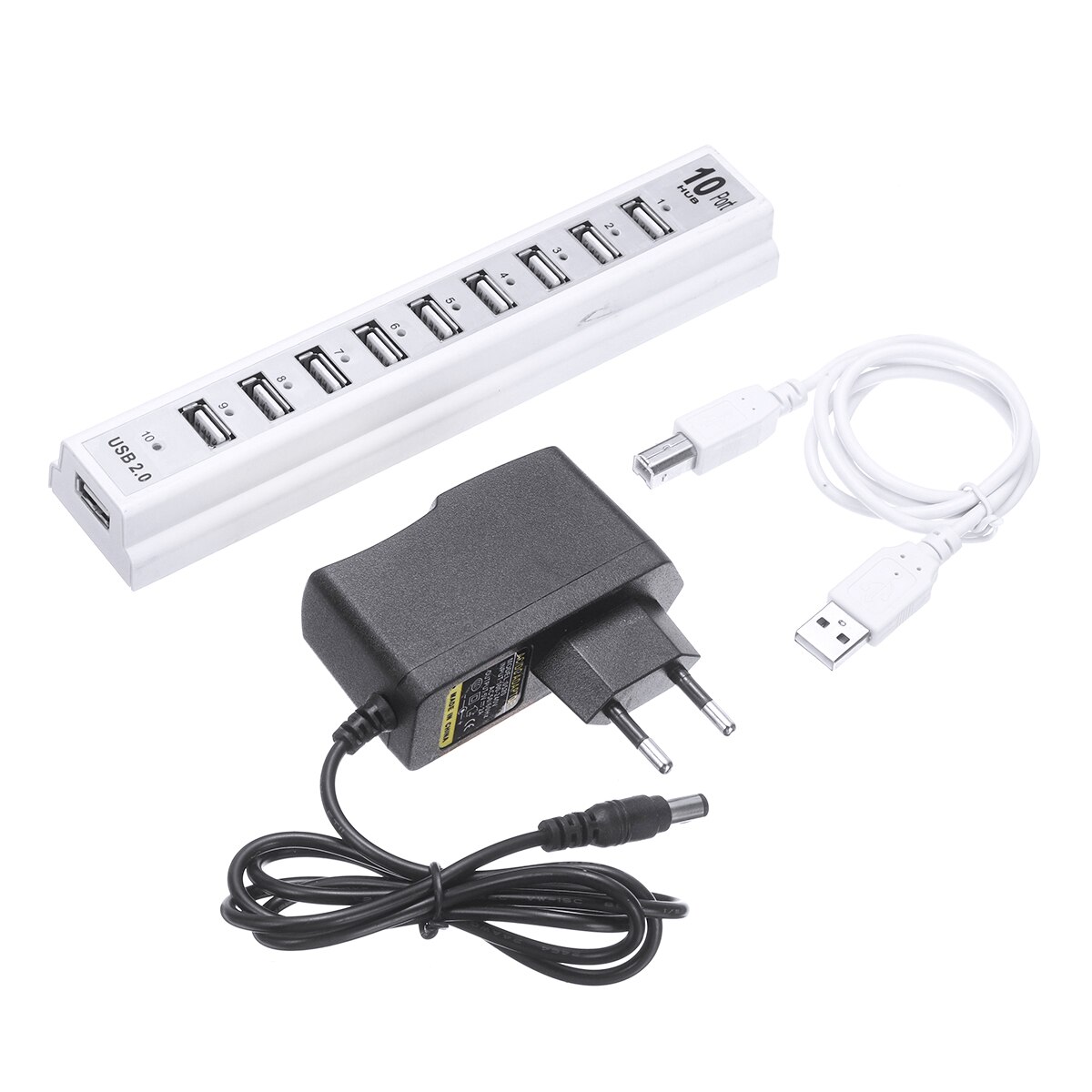 480Mbps High Speed Multiport Splitter Adapter Portable Light Weight 10 Ports USB 2.0 Hub With External Power For PC Laptop