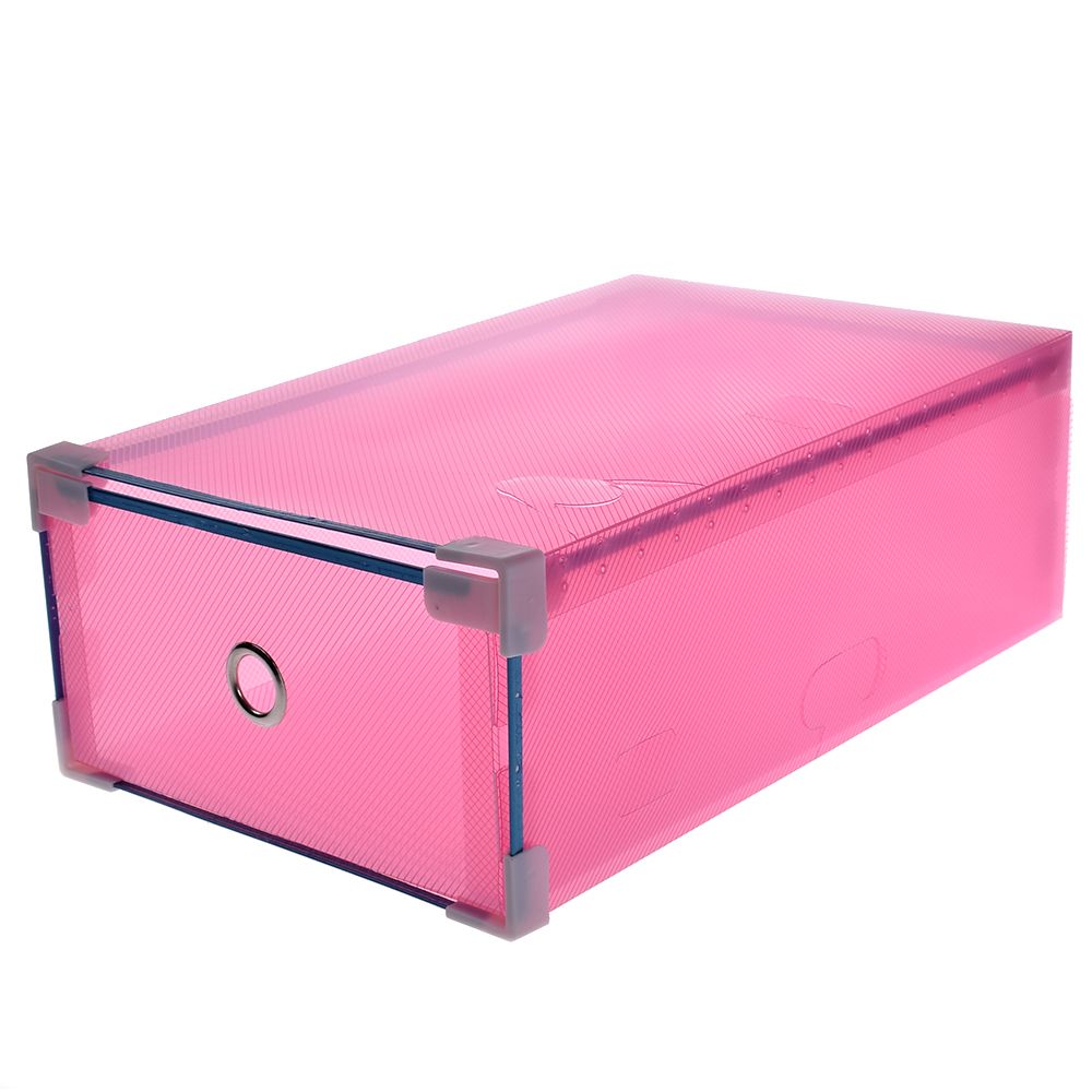 1 adet çocuk/kadın/erkek ev Plastik Ayakkabı saklama kutusu ve Çekmece Organizatör Istiflenebilir Katlanabilir Şeffaf ev kutusu: pink