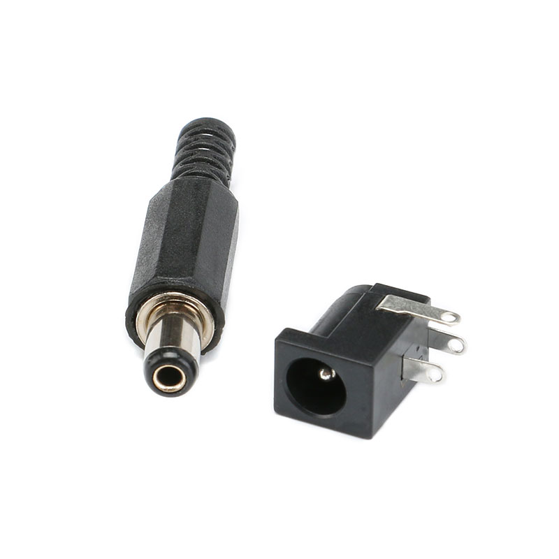 10Pcs PCB Mount 5.5 x 2.1 mm Male/Female DC Power Jack Plug Socket Connector Black DIY Adapter Connector