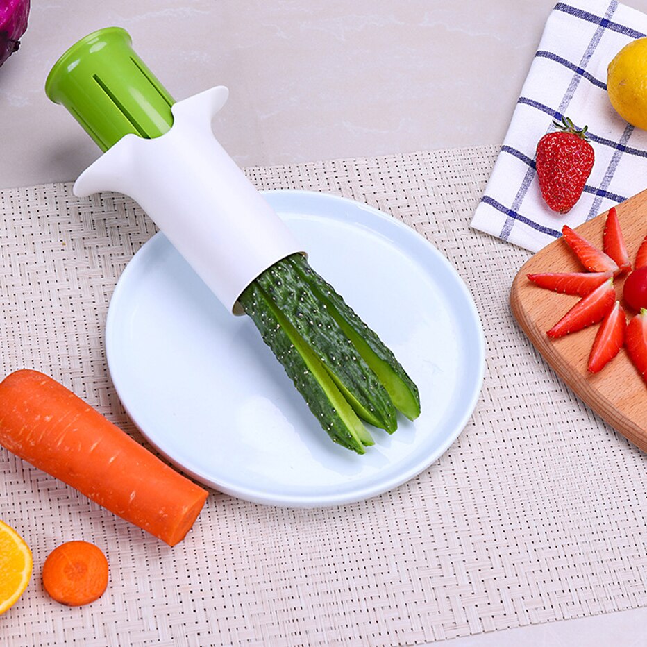 Basedidea Cucumber Carrot Press Cutter Fruit and Vegetable Spiral Blade Slicer Salad Making Tool