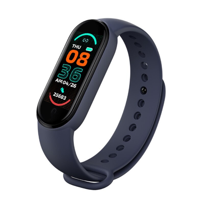 Bracelet connecté M6, moniteur d'activité physique avec écran Bluetooth, moniteur de fréquence cardiaque et de sang, étanche, pour Android et IOS: blue