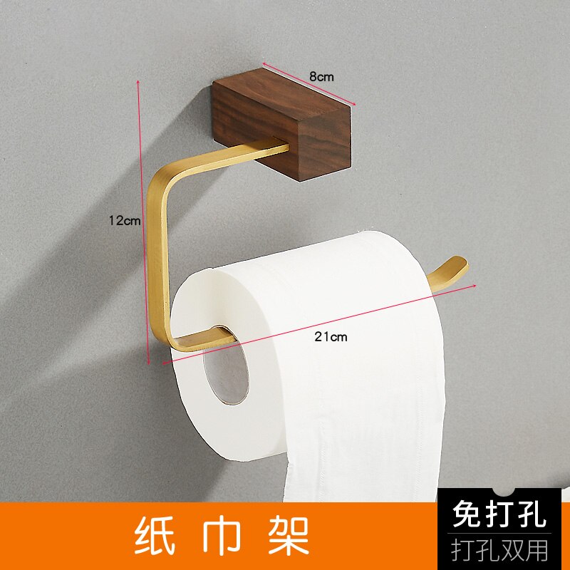 Perchero de madera maciza para ropa, estante de almacenamiento, colgador de pared, soporte de papel toalla negra de nogal, estante esquinero, accesorios de baño: roll holder