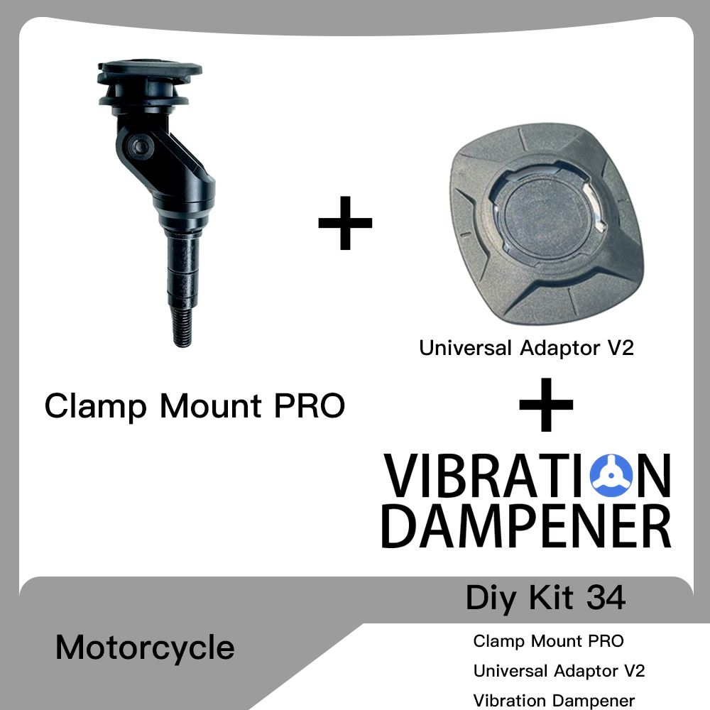 Motorcycle Handlebar Clamp Stem Fork Mount PRO Holder Phone Mount Vibration Dampener MAG Universal Adaptors Wireless Charger: Light Grey