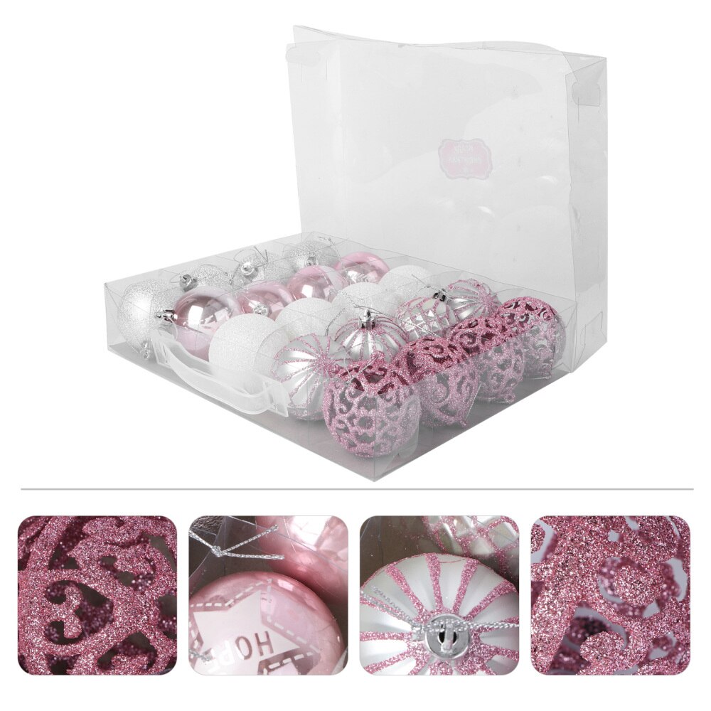 20 stuks kerstballen in doos, kerstboomhangers, hangende kerstballen, kerstfeestballen (zilver-pi