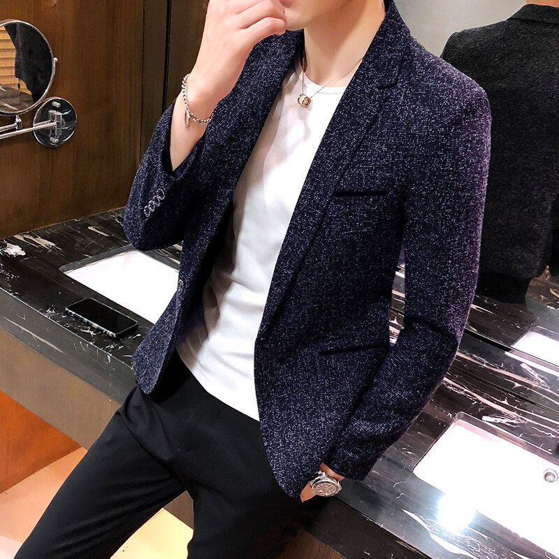 Harmaa rento miesten ohut bleiseri mallit muodollinen takki miesten slim fit tyylikäs rento bleiseri klassinen traje lentejuelas puku takki  jj60xx: C / M