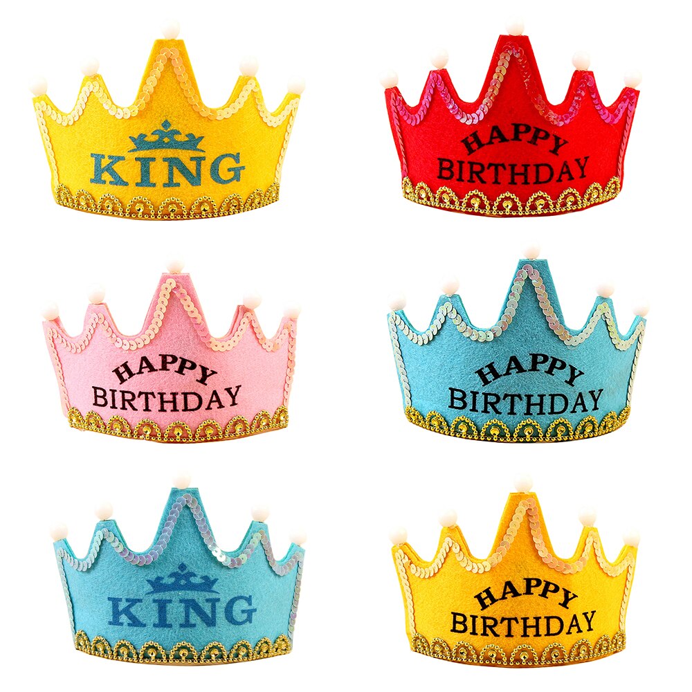 Førte kongeprinsesse prins tillykke med fødselsdagen papir kronehatte baby shower dreng pige fødselsdagsfest xmas dekorationer forsyninger børn