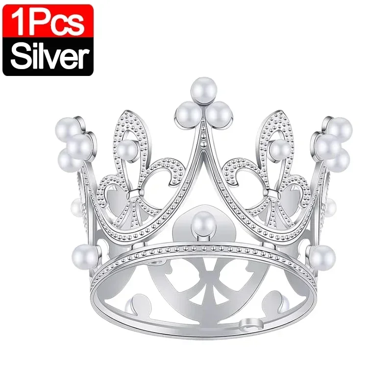 20/1 stk mini krone kakedekorasjon perle tiara måke sølv kroner kaketopper til låve hårpynt bryllup bursdagsfest: Mørkegrå