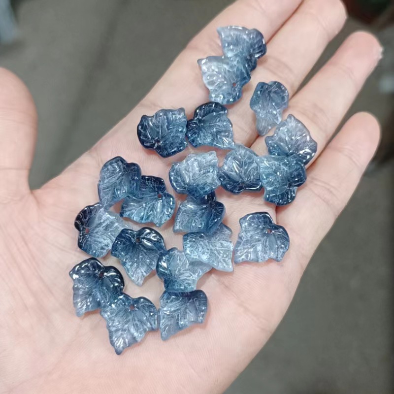 20 piezas hojas de calabaza de 15MM, cuentas de Murano, cuentas de cristal de flores de Color degradado múltiple para fabricación de joyería, accesorios DIY hechos a mano